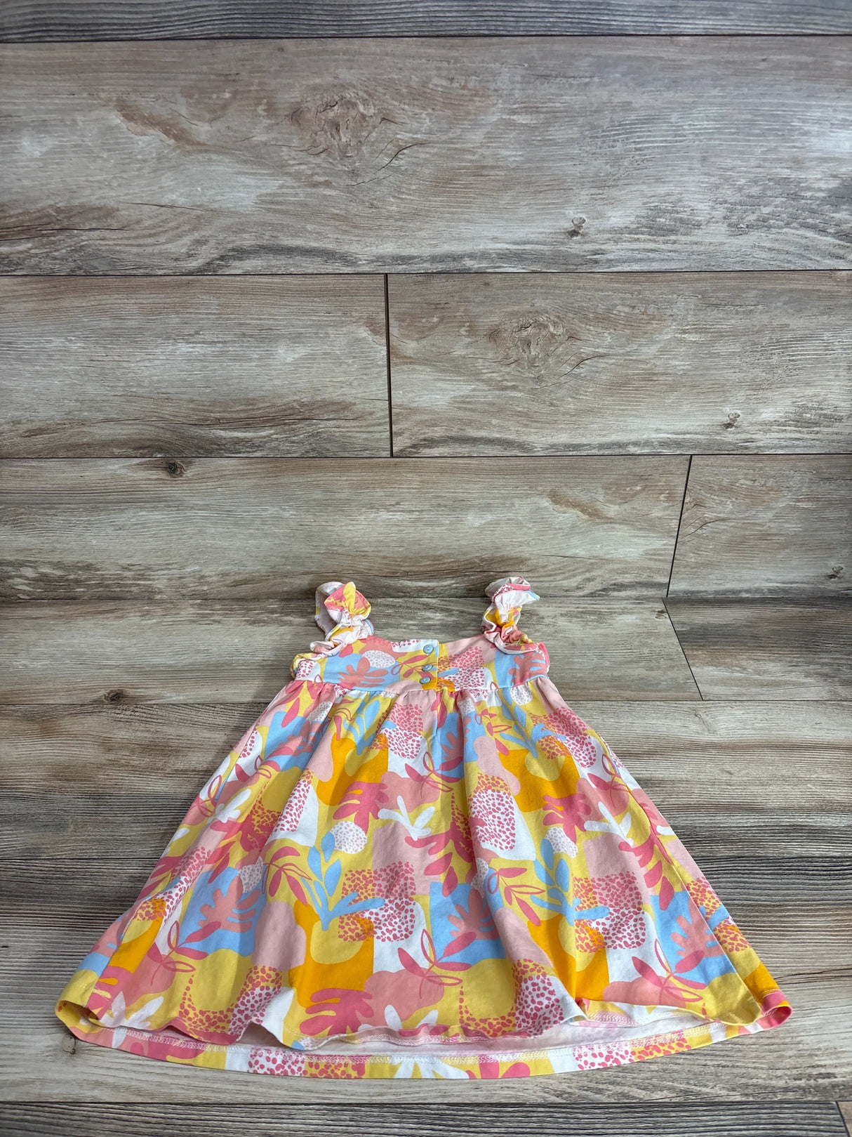 Cynthia Rowley Cinched Ruffle Strap Dress Abstract Floral Orange sz 4T