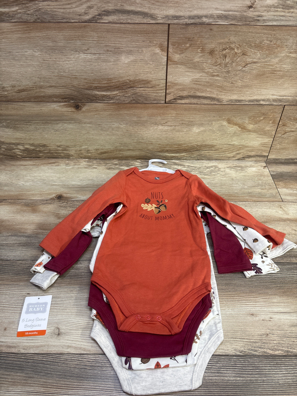 NEW Hudson Baby 5pk Long Sleeve Autumn Bodysuit Set Grey sz 18m