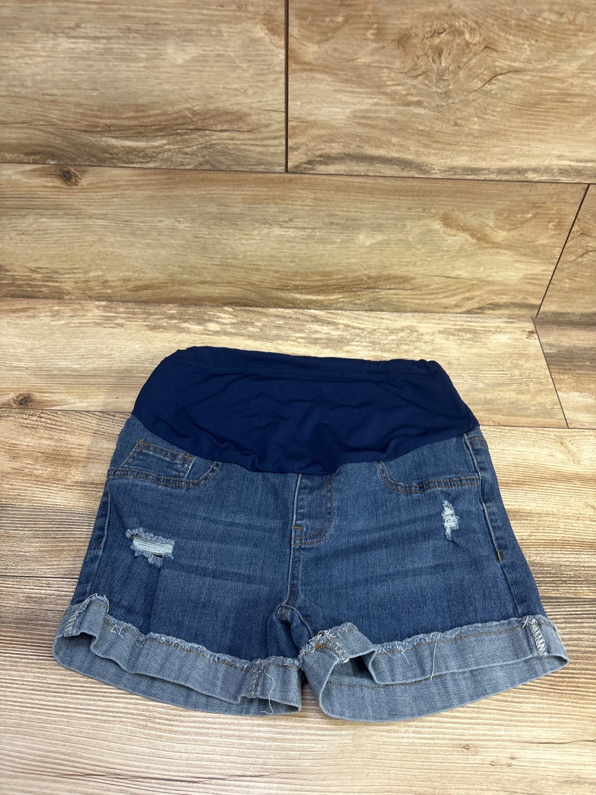 Shein Maternity Full Panel Denim Shorts Blue sz Small