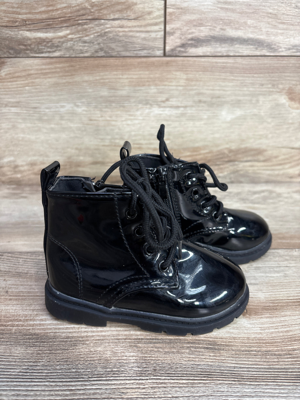 Comfy Kids Faux Leather Lace-Up Boots Black sz 7c