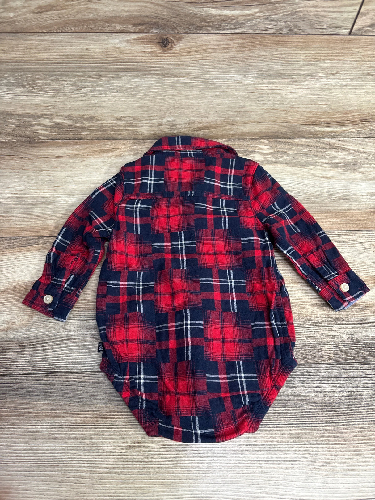 OshKosh Plaid Button Up Flannel Bubble Romper Red sz 9m