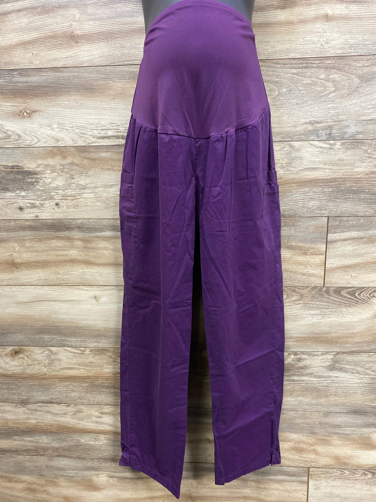 Butter-Soft Stretch Full Panel Maternity Scrub Pants Purple sz XL