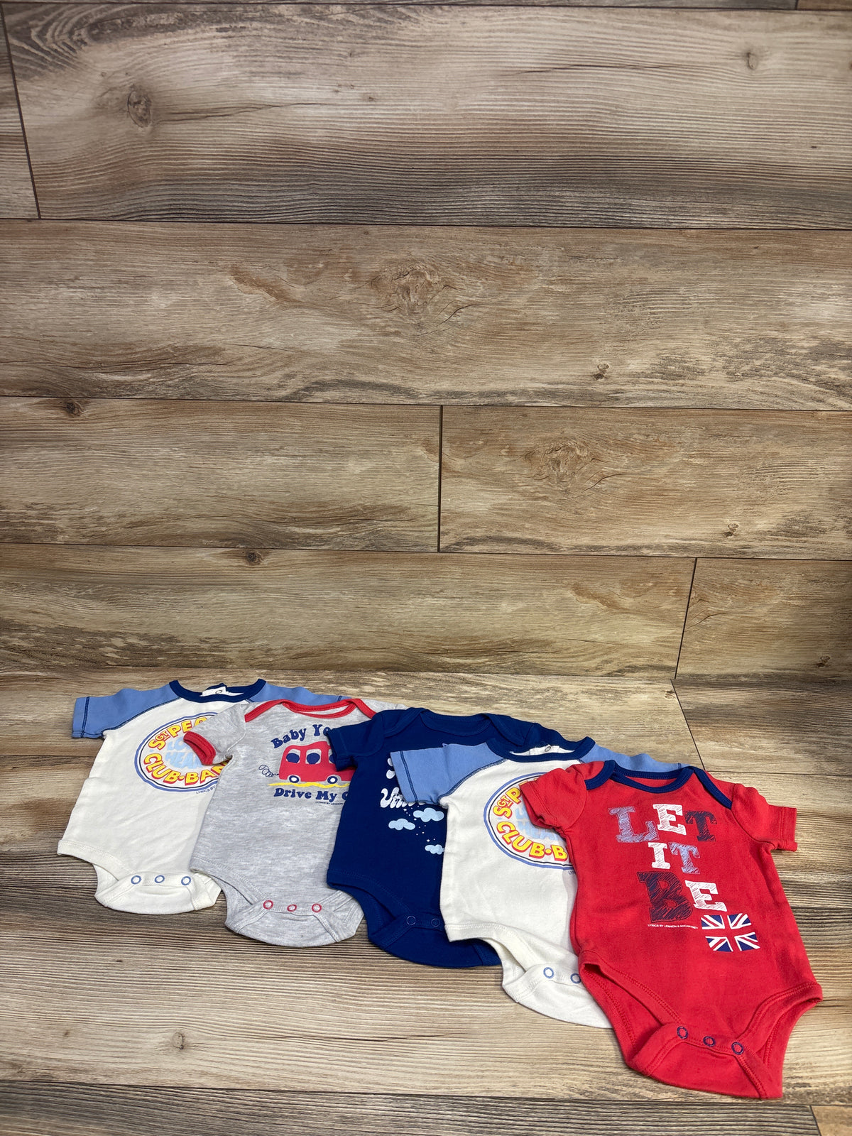 Lyrics by Lennon & McCartney 5pk The Beatles Bodysuits Blue sz 3-6m