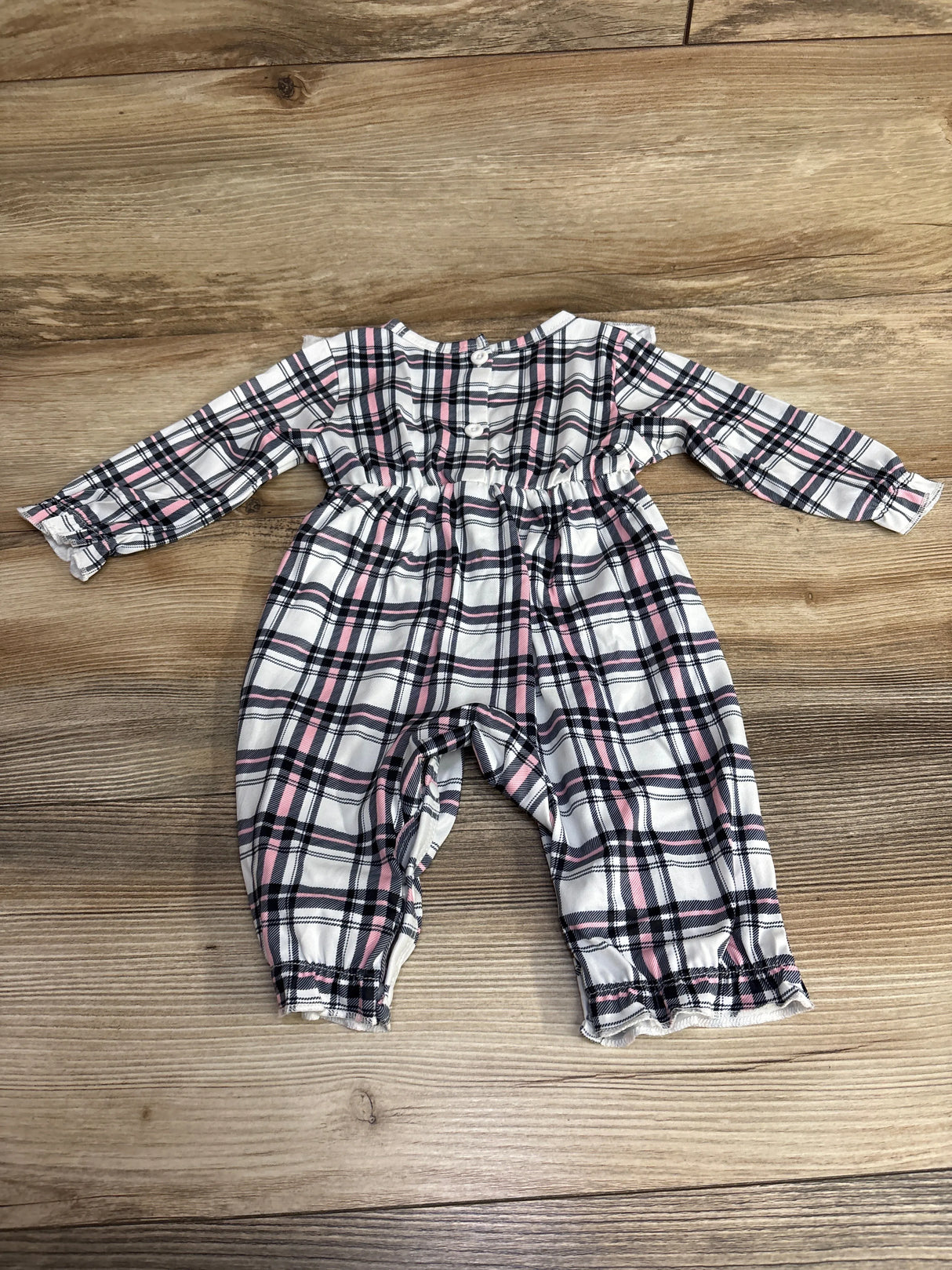 Plaid Ruffled Bow Coverall White sz 1-3m