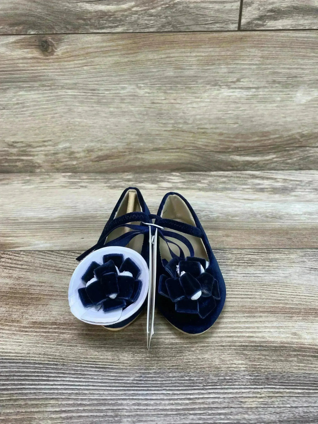 NEW Janie and Jack Dark Marine Velvet Bow Ballet Flat sz 5c - Me n Mommy To Be