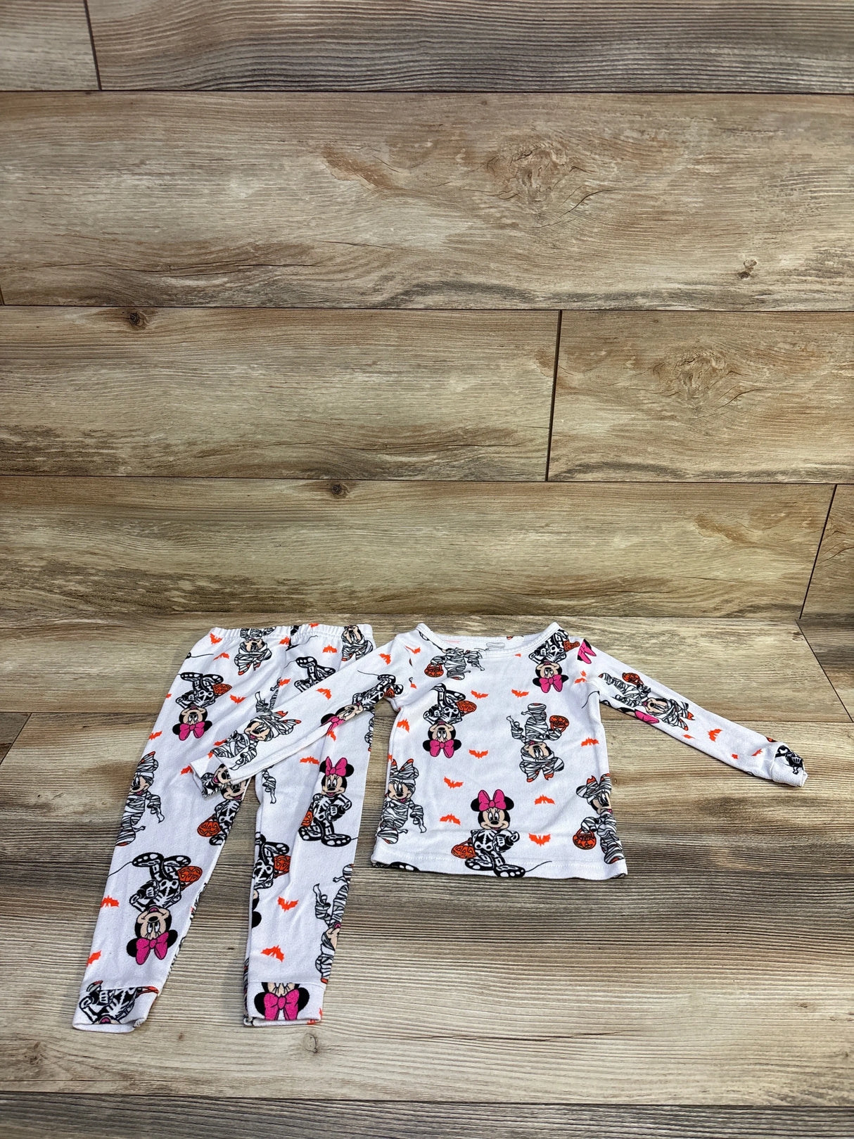 Disney 2pc Minnie Mouse Halloween Pajama Set White sz 2T
