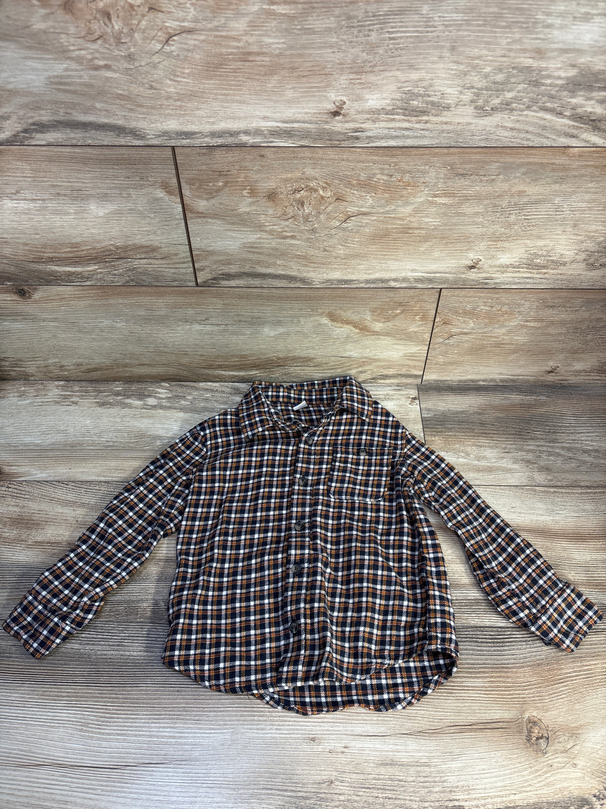 Old Navy Plaid Button Up Flannel Black sz 5T