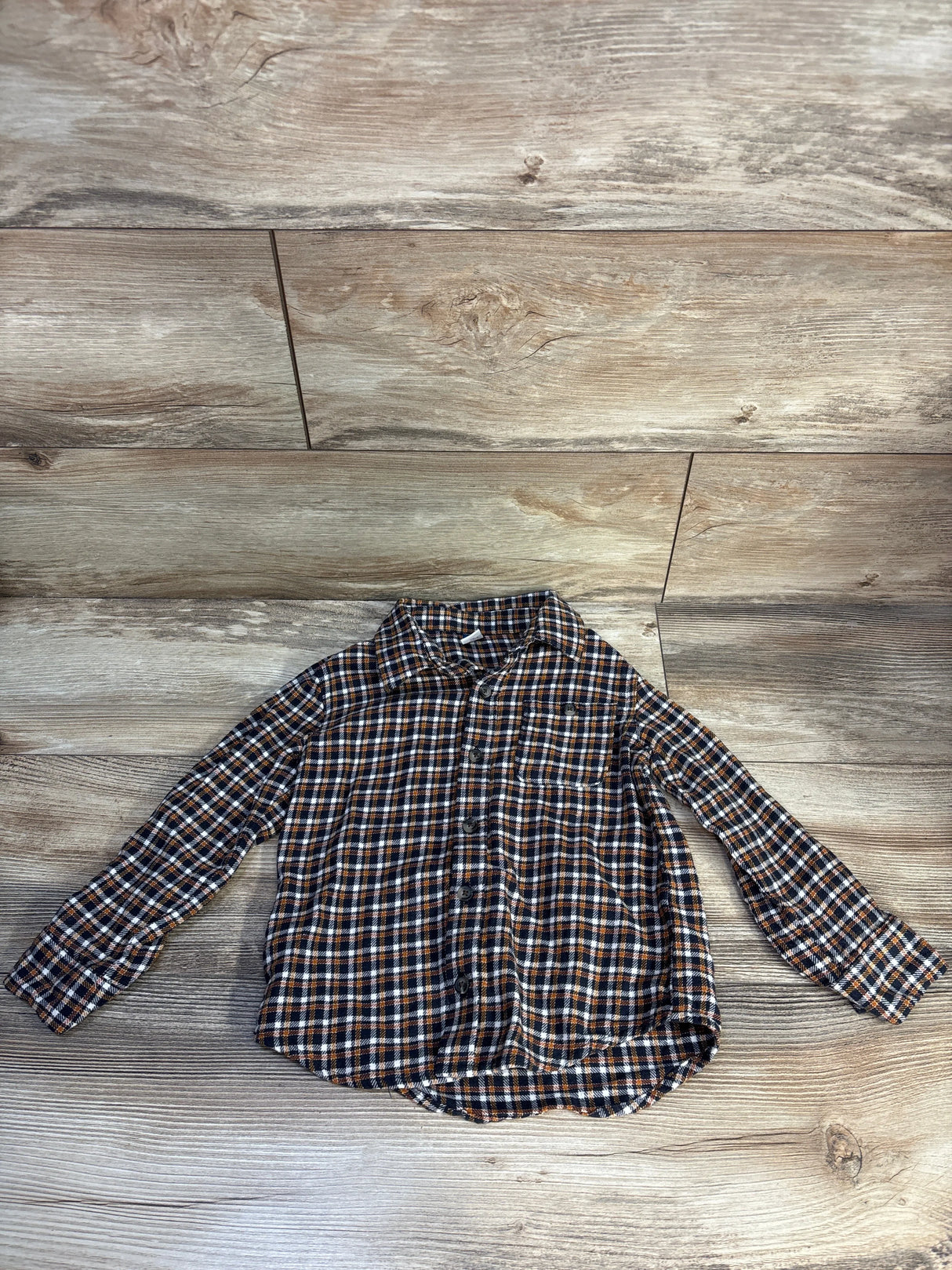 Old Navy Plaid Button Up Flannel Black sz 5T