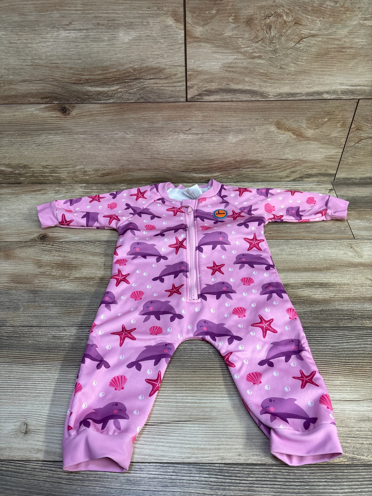 SwimBubs Soft Fleece Lined Warm Wetsuit - Pink Dolphin sz 6-12m