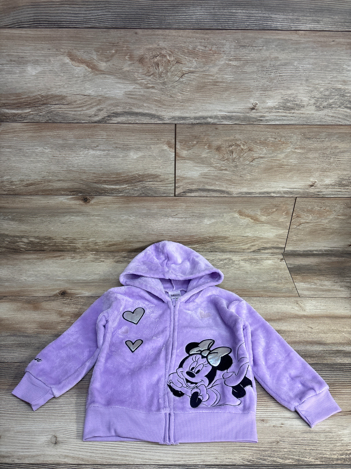 Disney Minnie Mouse Plush Full Zip Jacket Lilac sz 3T