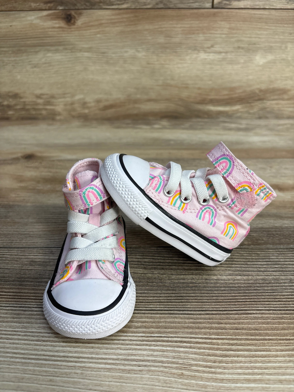 Converse Chuck Taylor All Star High Top Sneakers Pink Rainbows sz 2c