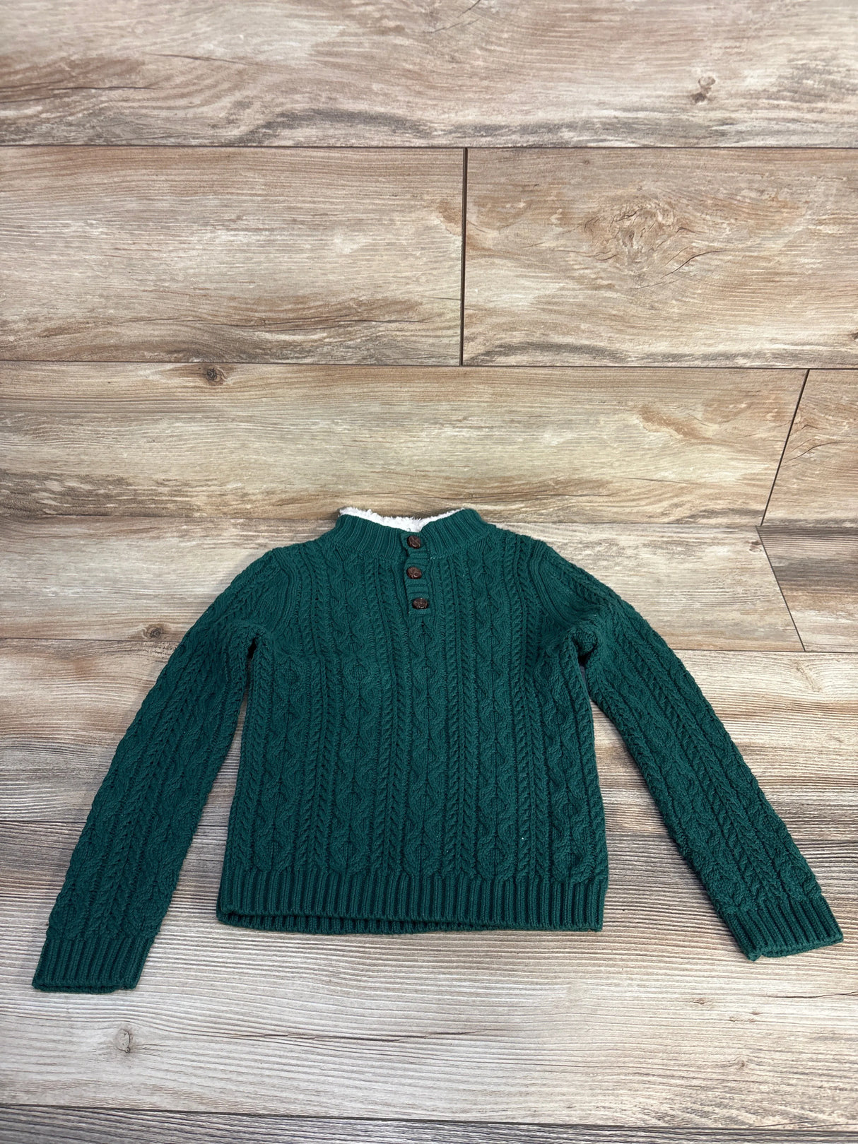 Aspen Kids Cable Knit Sweater Henley Green sz 4T