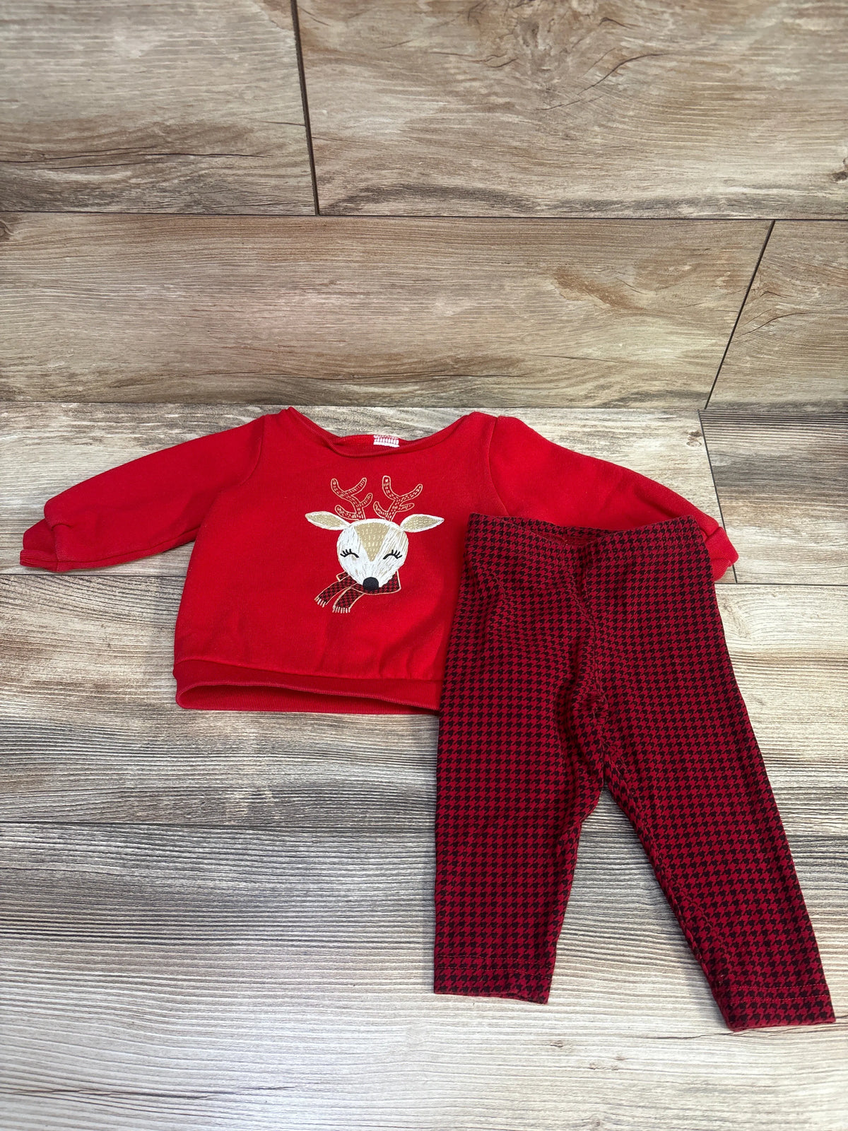 Carter's 2pc Reindeer Sweatshirt & Pants Set Red sz 9m
