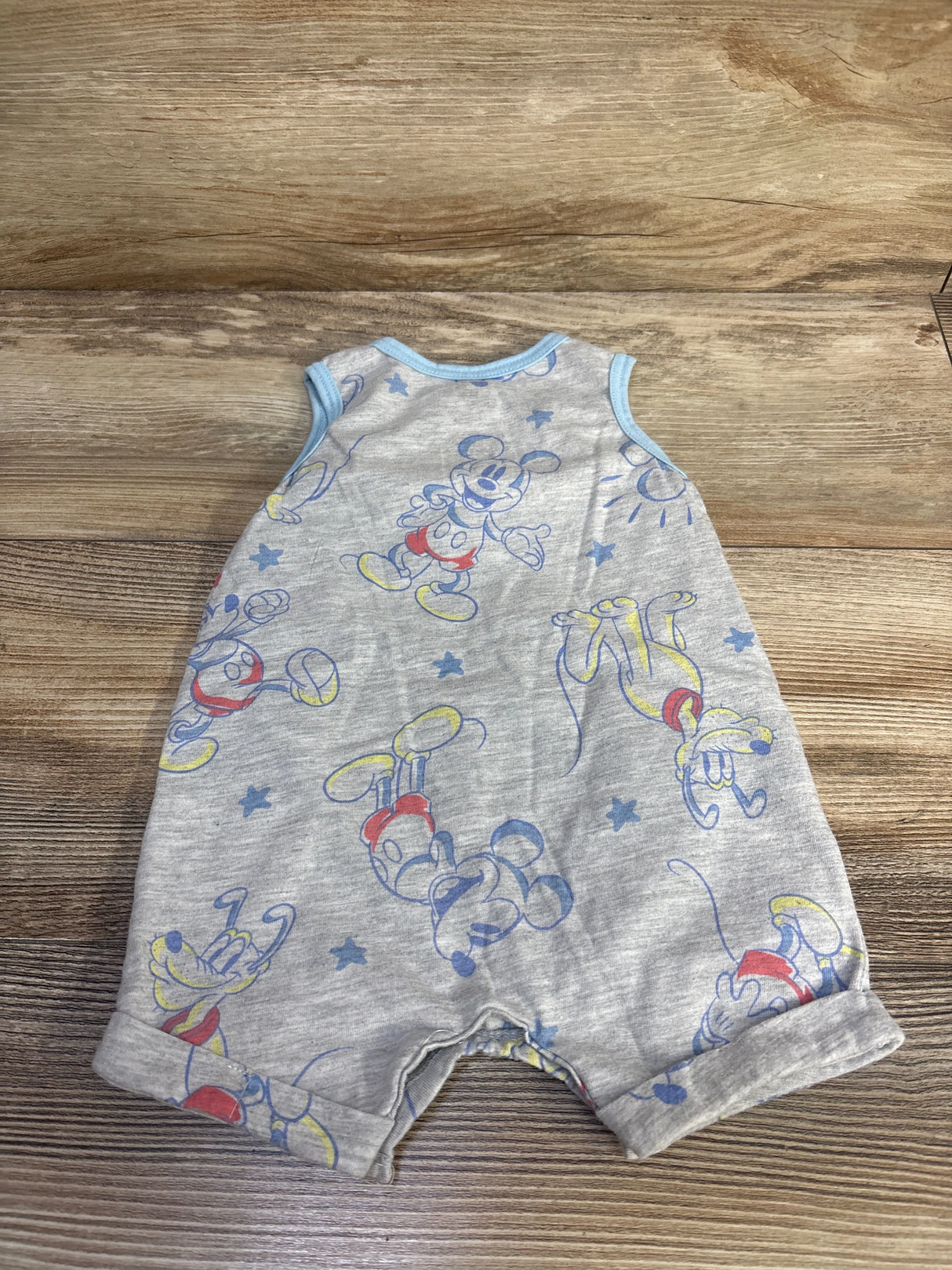 Disney Baby Mickey Mouse Henley Romper Grey sz 3-6m