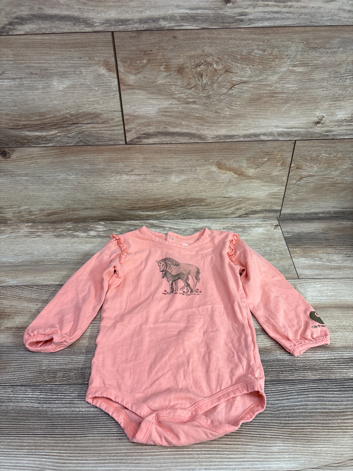 Carhartt Long Sleeve Horse Bodysuit Pink sz 24m