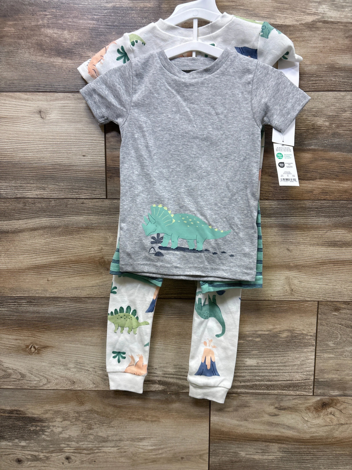 NEW Just One You 4pc Dinosaur Pajama Set Grey sz 2T