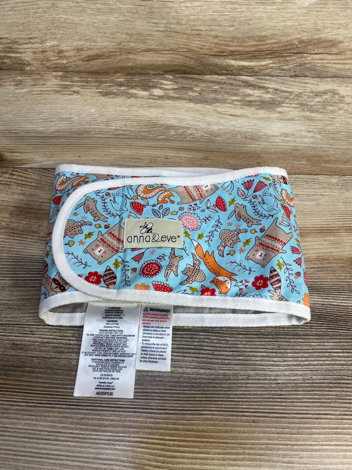 Anna & Eve Baby Swaddle Strap in Woodland Blue sz Large - Me n Mommy To Be