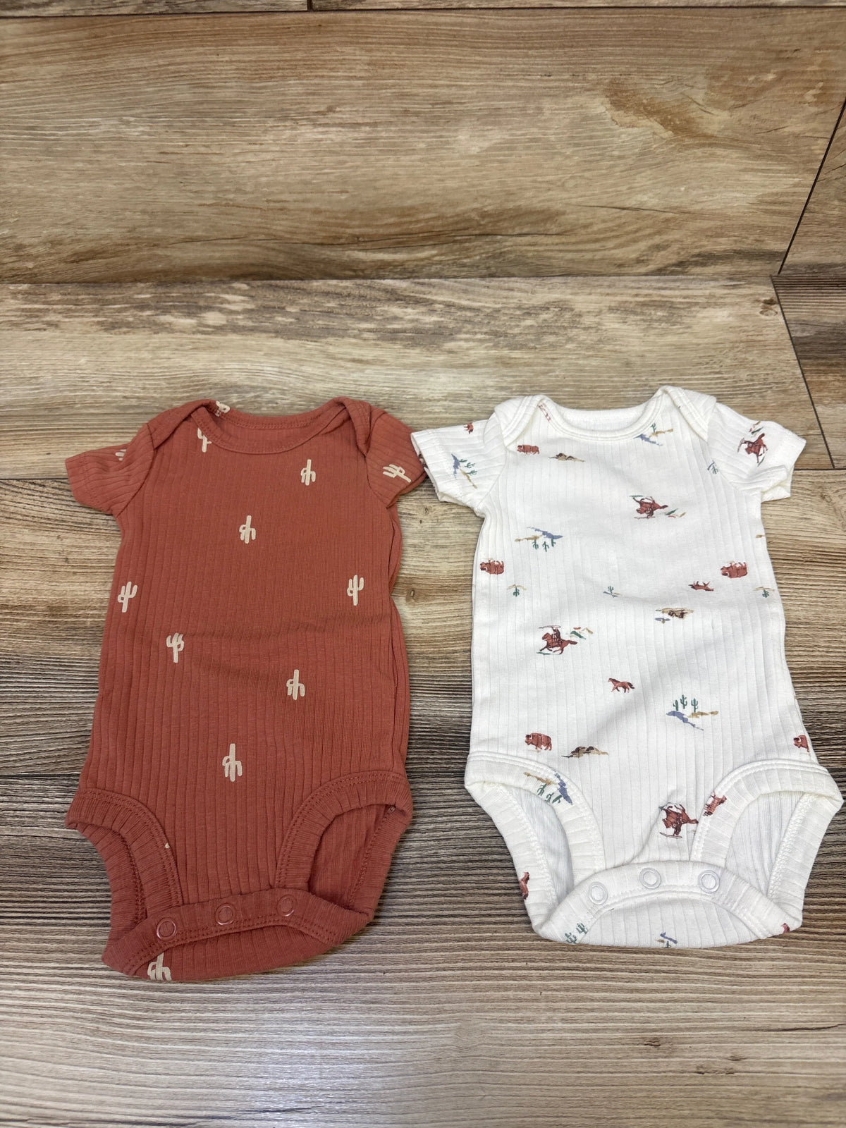 Child Of Mine 2pk Ribbed Western Bodysuits White sz Newborn