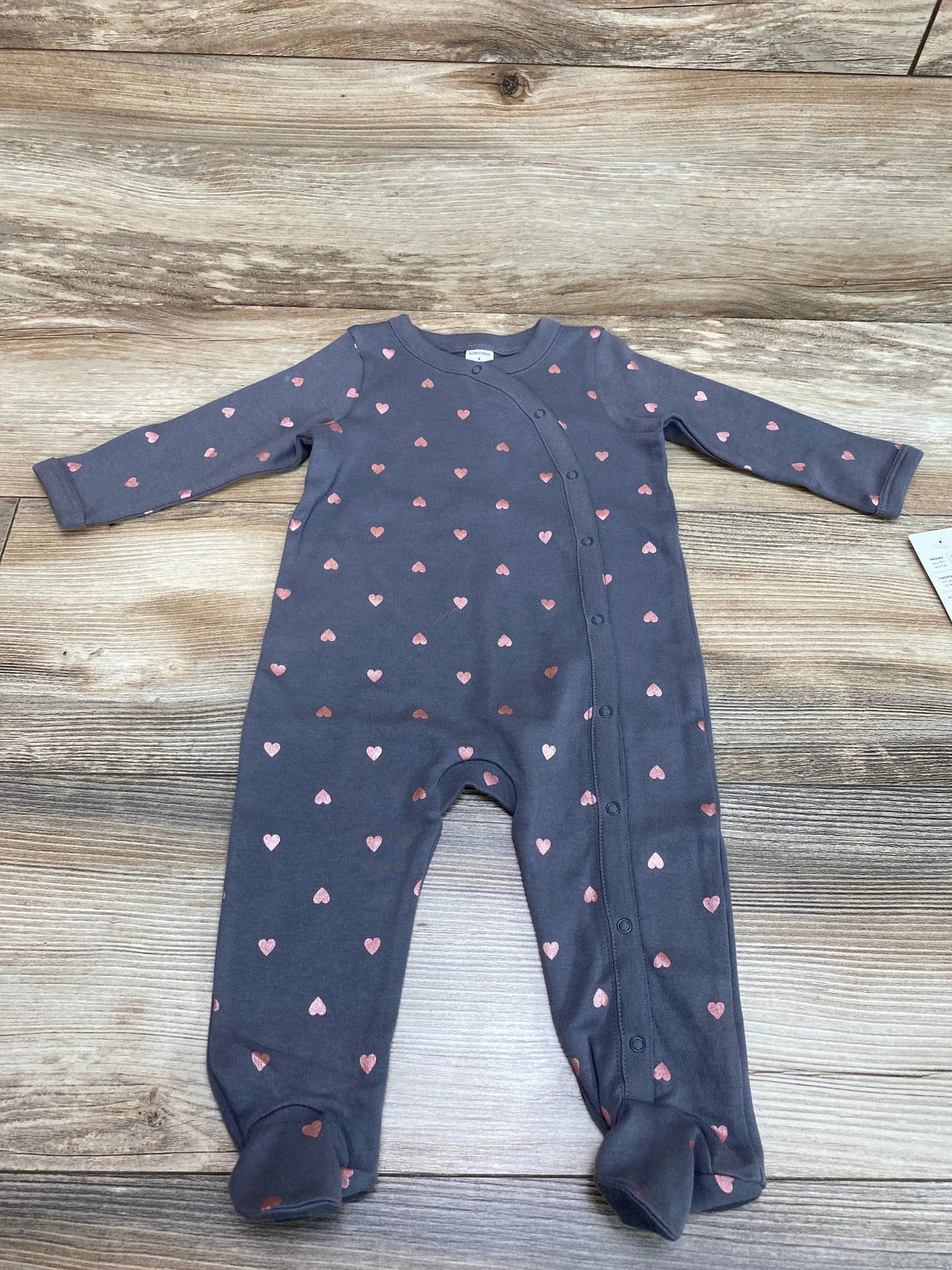 NEW Nordstrom Hearts Kimono Sleeper Grey sz 6m - Me n Mommy To Be