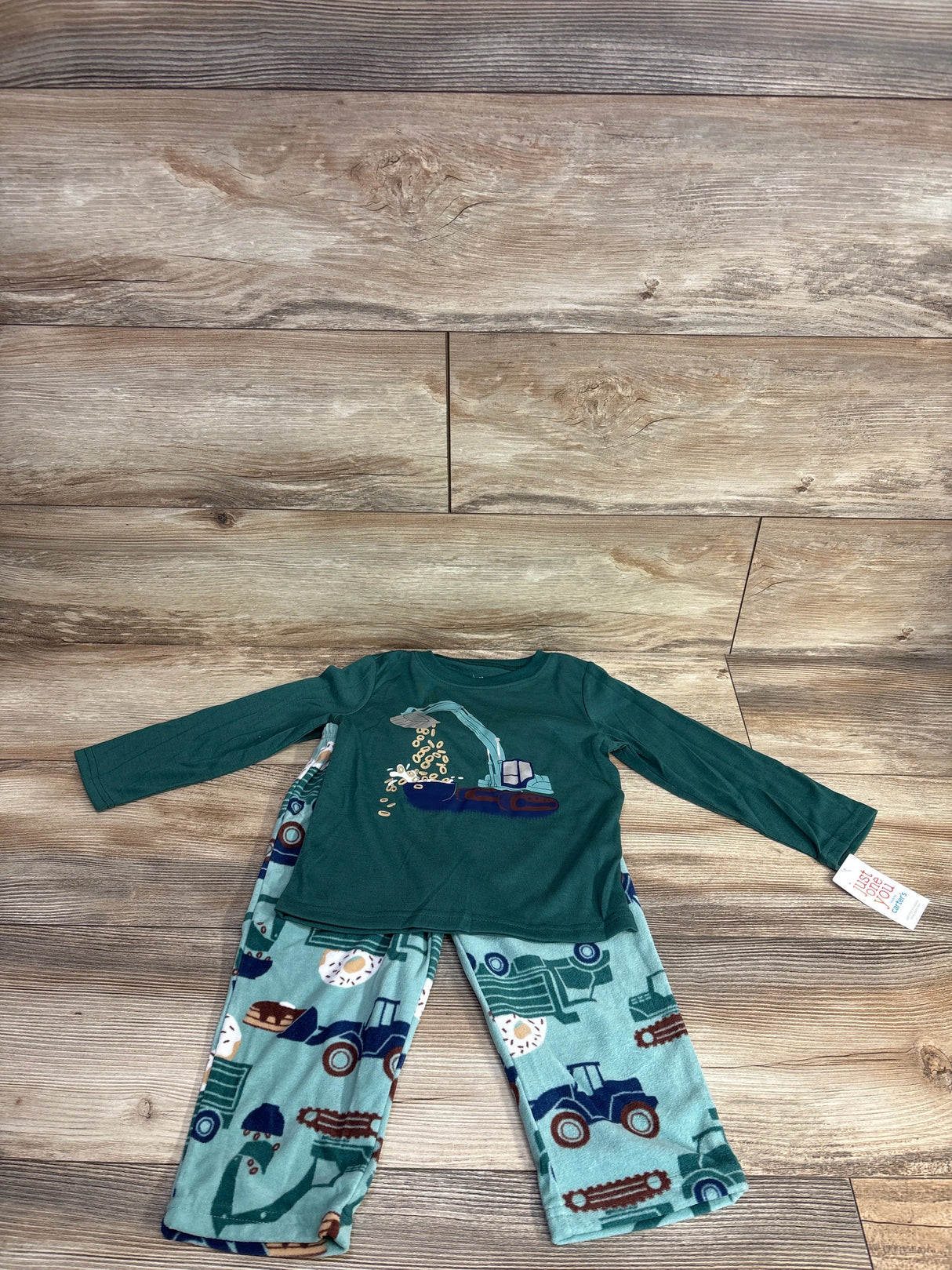 NEW Just One You 2pc Cereal Excavator Pajama Set Green sz 2T