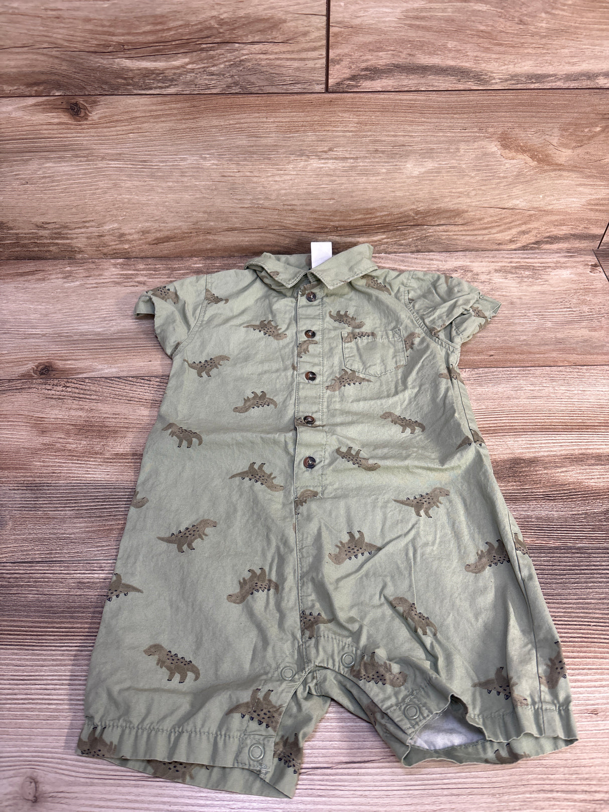 Carter's Dinosaur Polo Shortie Romper Olive sz 24m