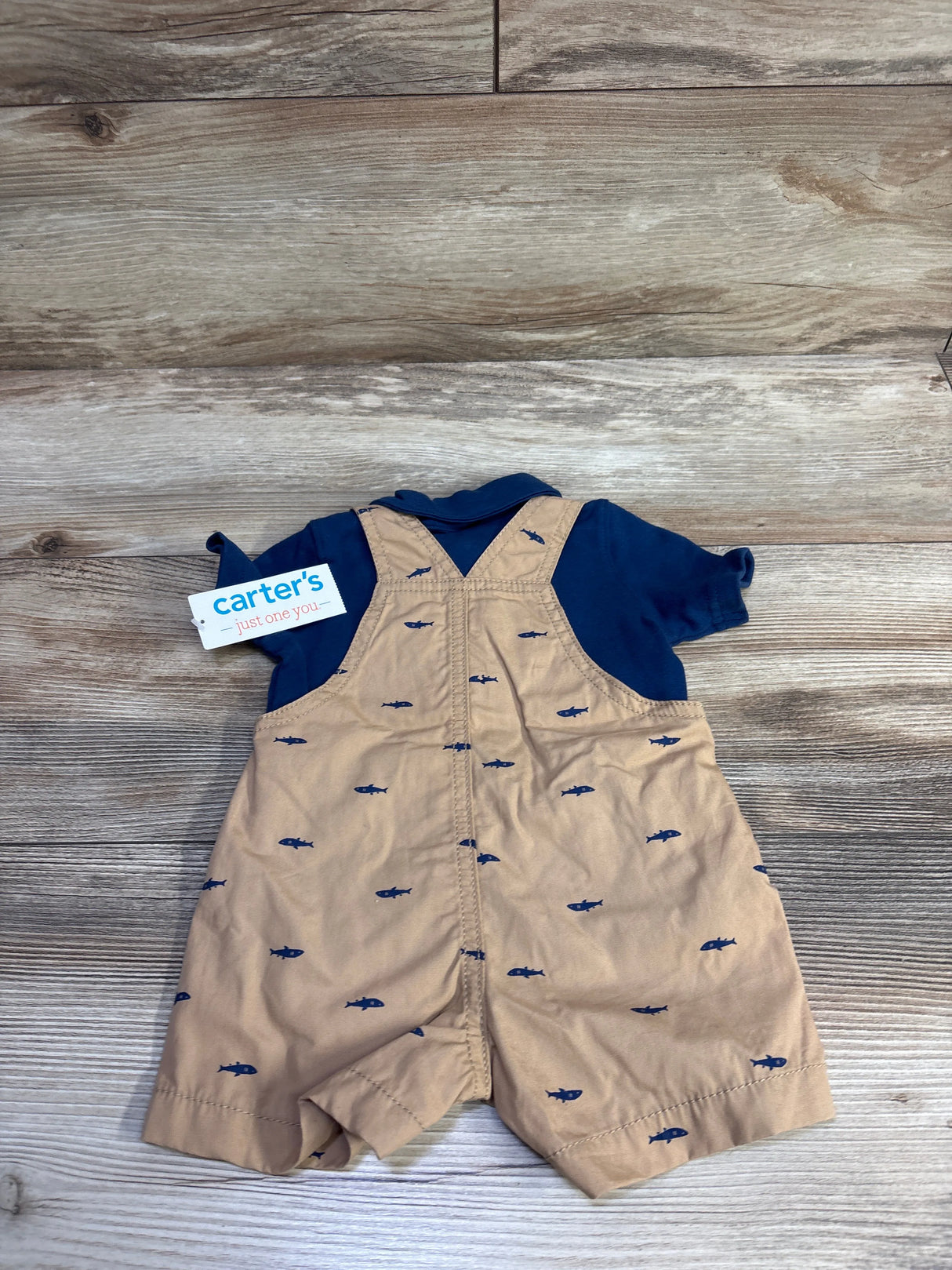 NEW Just One You 2pc Polo Shirt & Shortalls Set Navy 3m