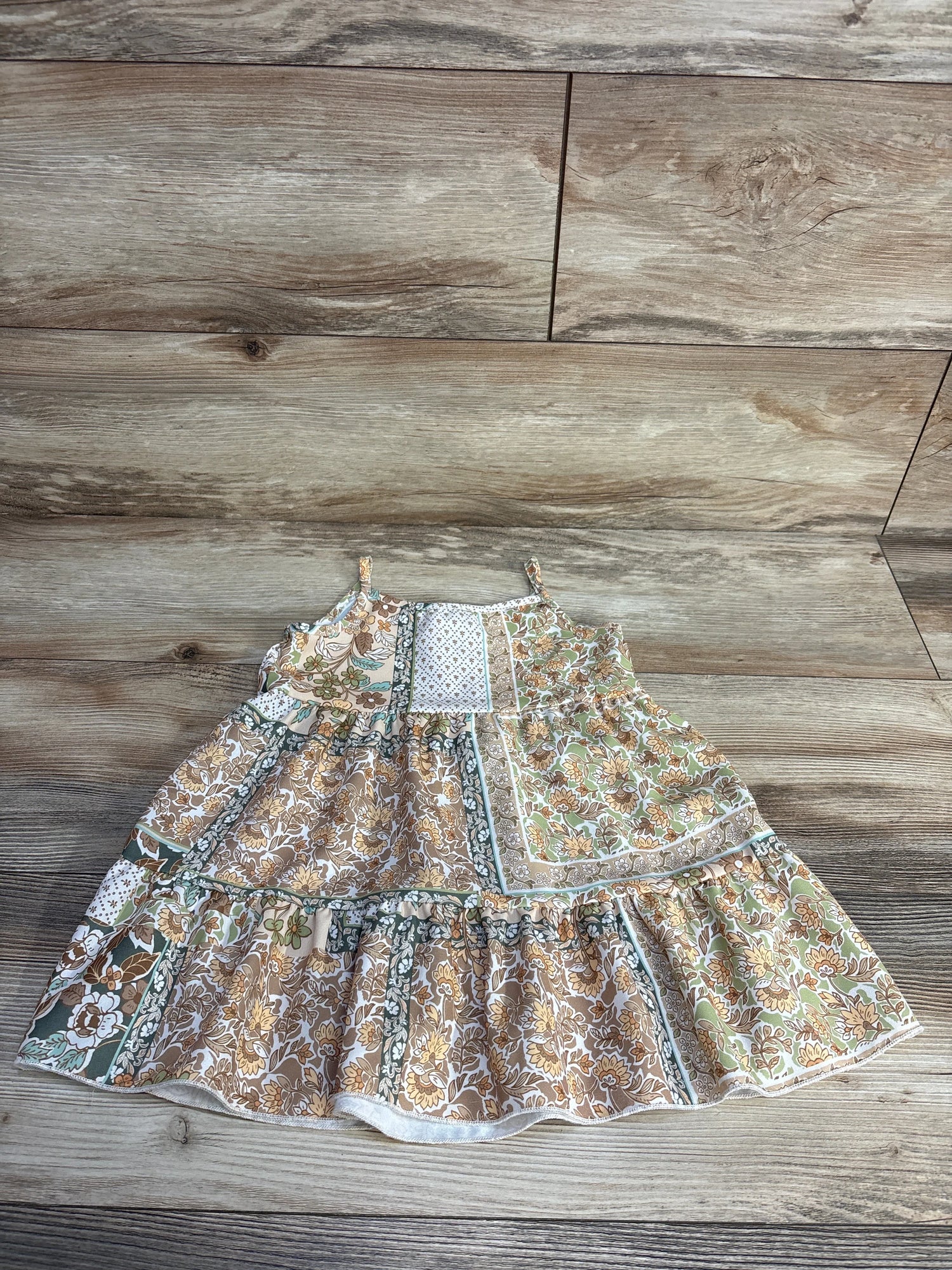 Tullabee Floral Tiered Dress Beige sz 2T - Me n Mommy To Be