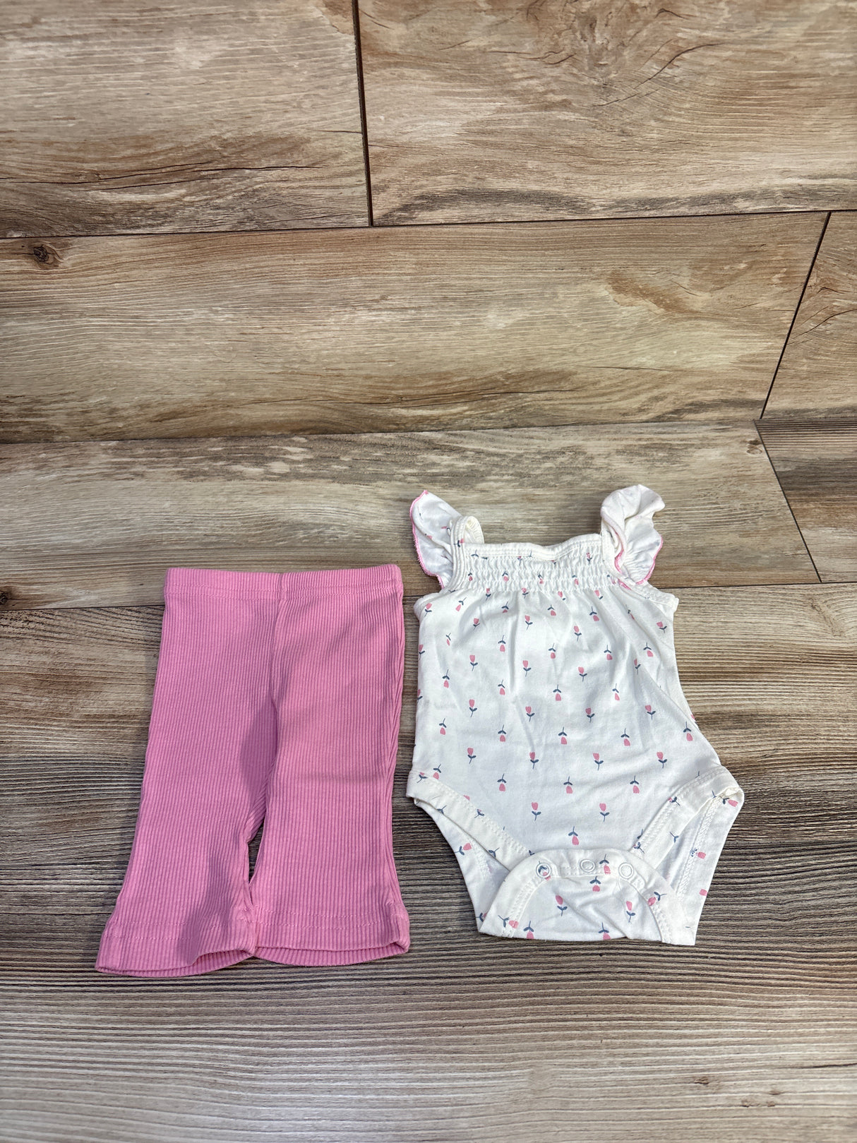 Chick Pea 2pc Tank Bodysuit & Ribbed Bottoms Set White sz 0-3m