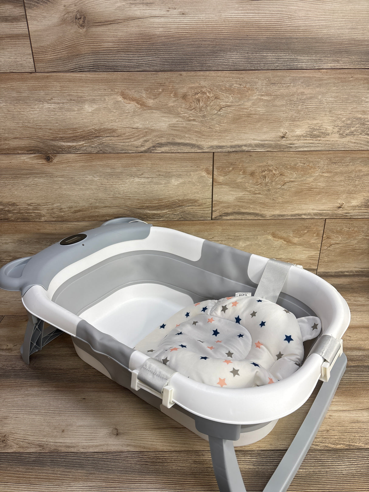TPN Collapsible Baby Bathtub w/ Thermometer - Grey