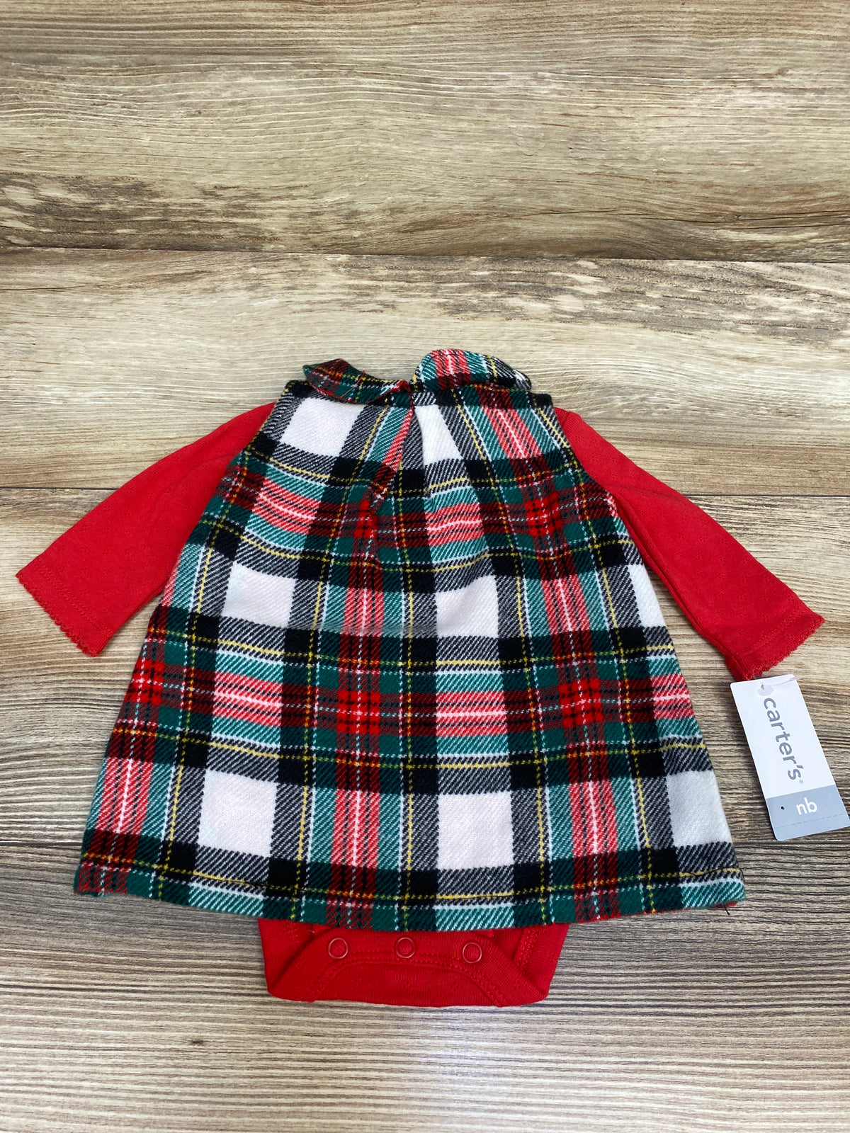 New Carter's 2pc Plaid Flannel Dress Red sz Newborn