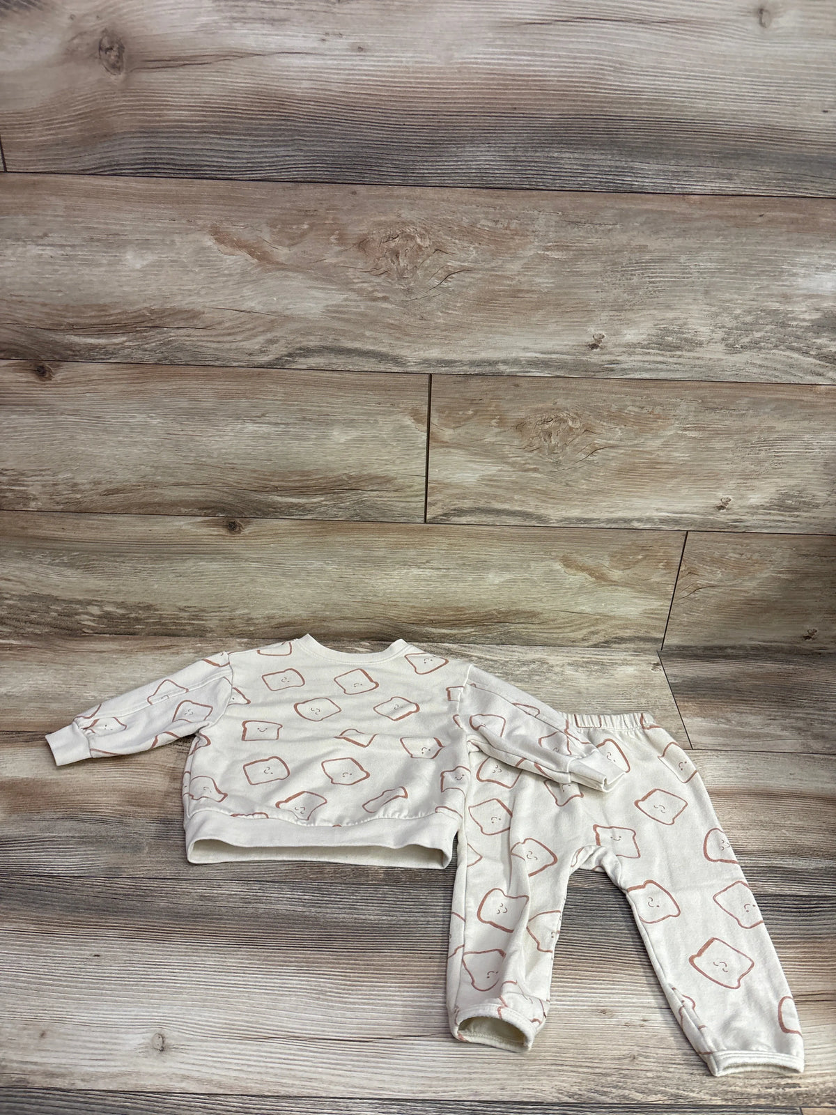 Cloud Island 2pc toast print modal sweatshirt and joggers set for infants in tan