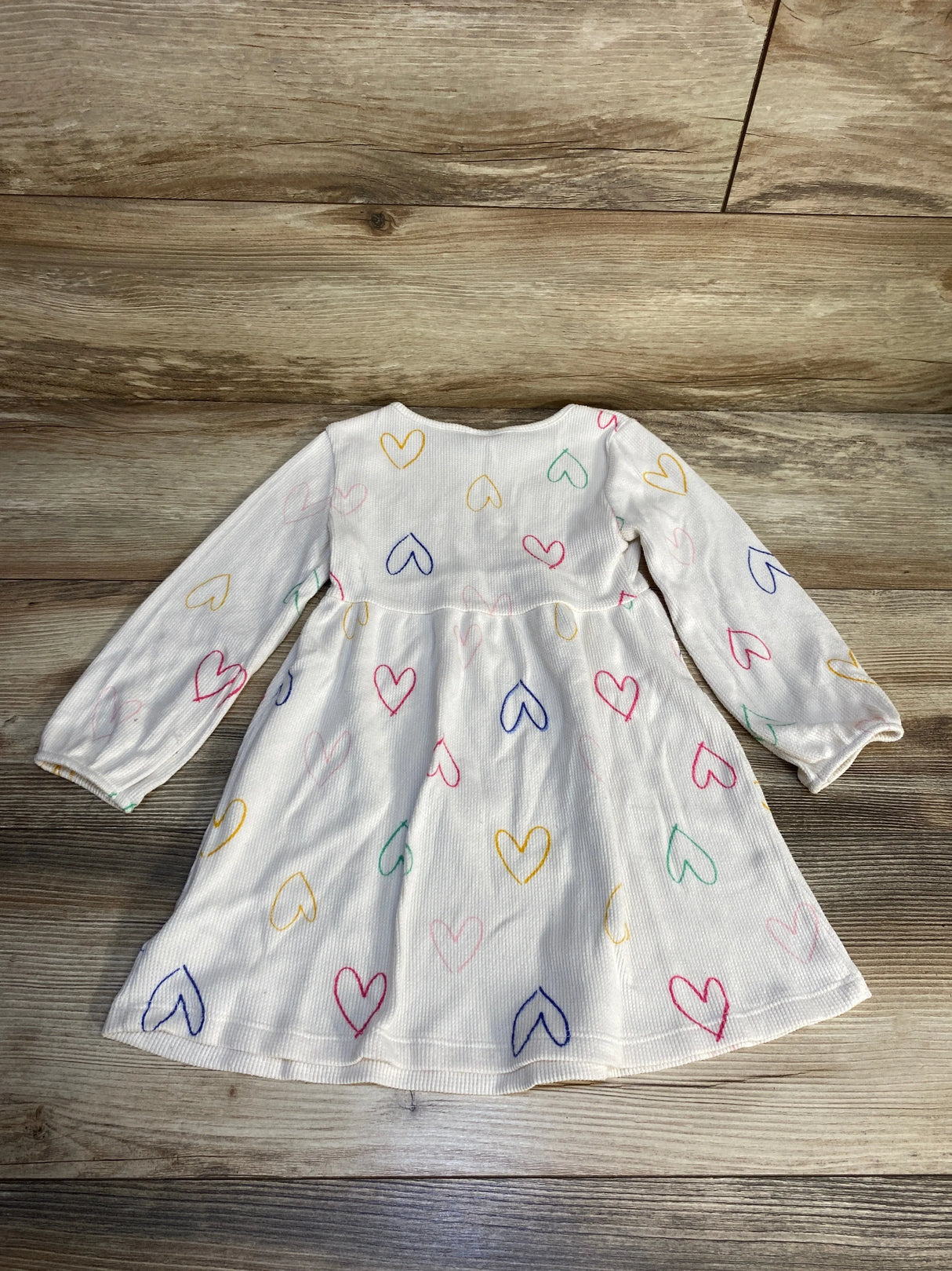 Old Navy Heart Print Waffle Knit Dress White sz 3T