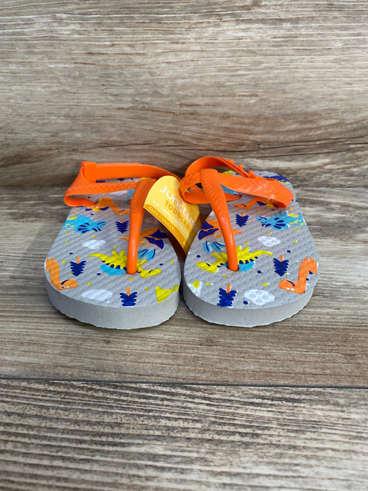 NEW Juncture Flip Flops Dinos, Orange sz 7/8c - Me n Mommy To Be