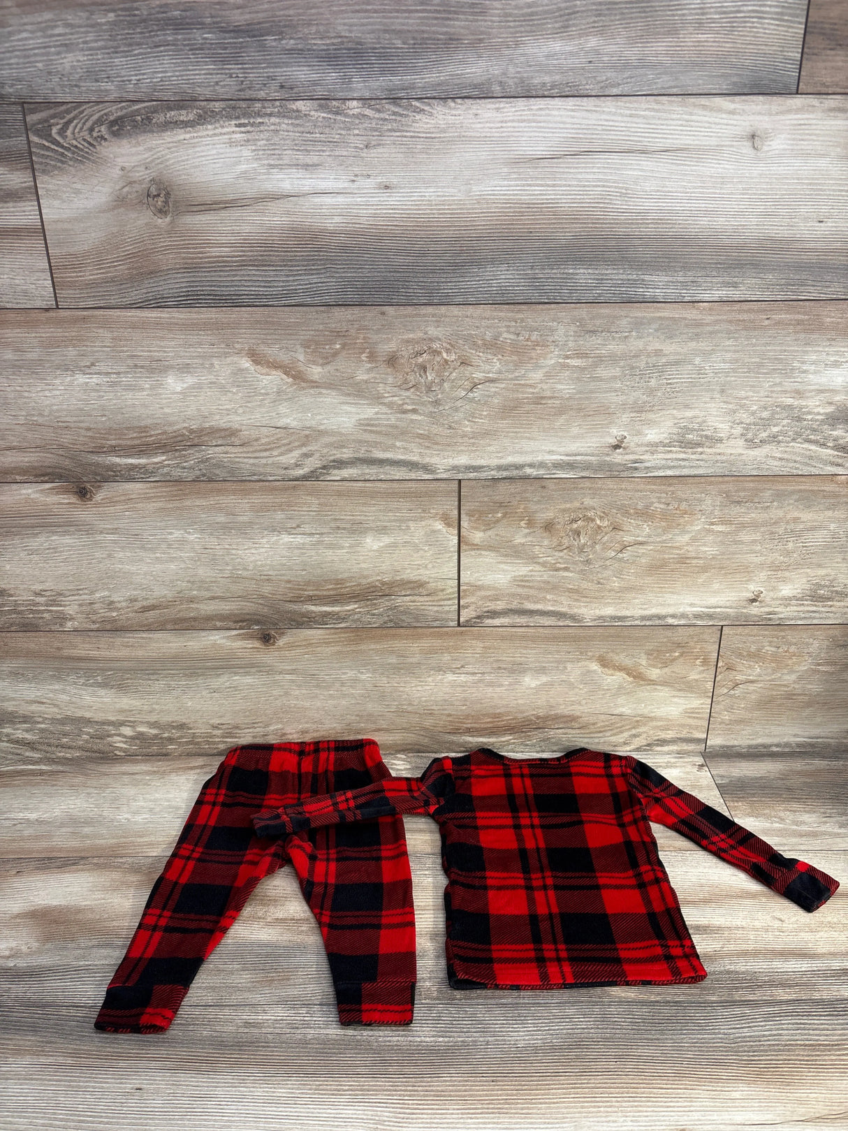 Cat & Jack 2pc Velour Buffalo Plaid Pajama Set Red sz 18m
