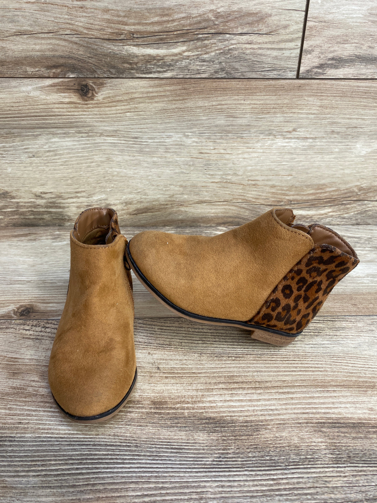 Cat & Jack Leopard Print ankle Boots Brown sz 8c