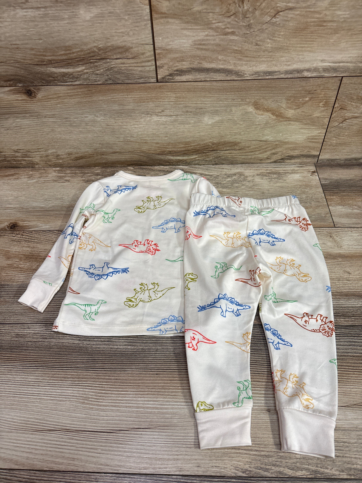 Cat & Jack 2pc Dinosaur Pajama Set Cream sz 18m