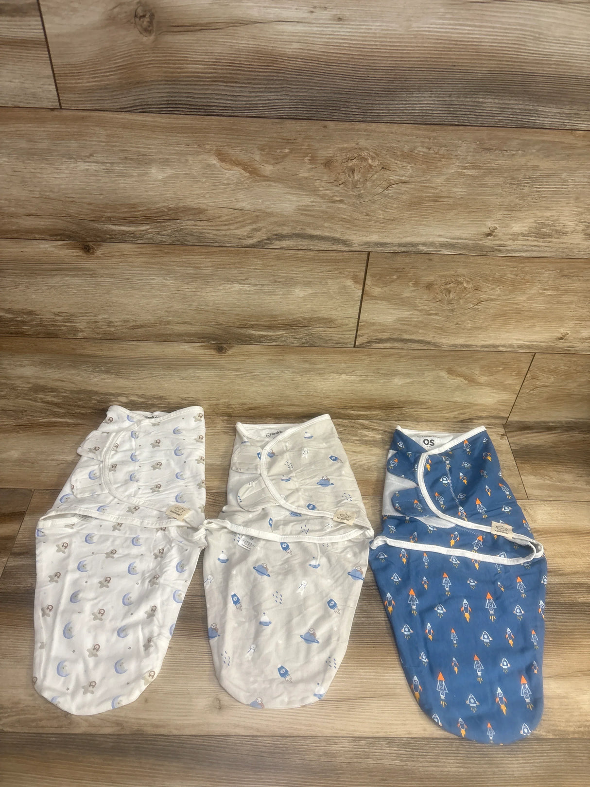 Keababies 3pk Swaddle Wraps Rocket Print Blue sz 0-3m