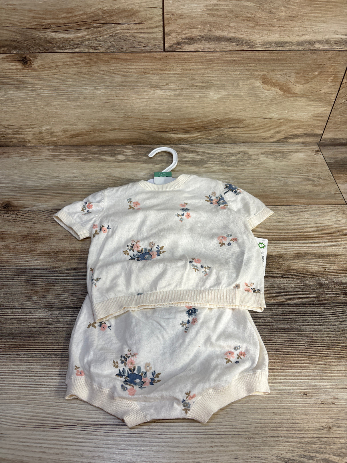 NEW Little Planet 2pc Organic Floral Shirt & Shirts Set Ivory sz 12m