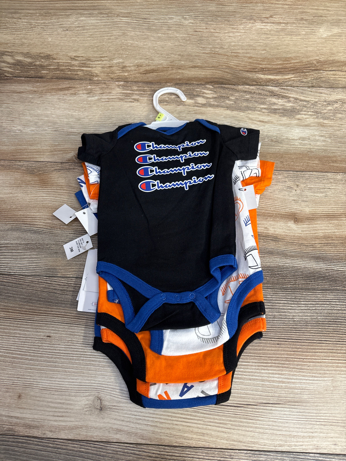 NEW Champion 5pk Logo Bodysuits Blue sz 3m