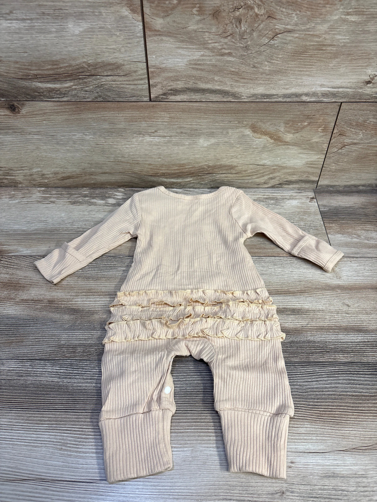 Citgeett Cutest Little Pumpkin Ribbed Ruffle Coverall Beige sz 0-3m