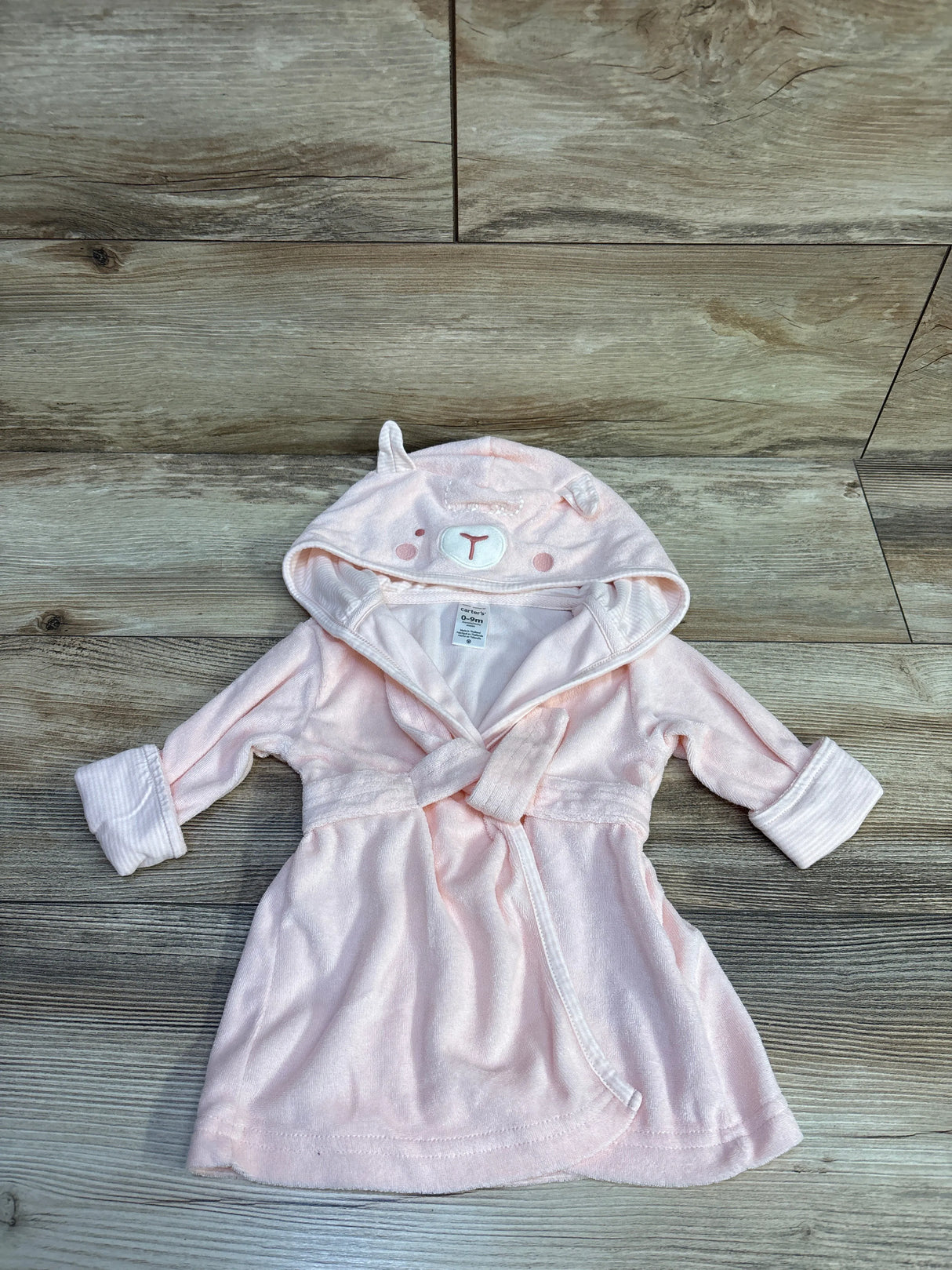 Carter's Hooded Terry Cloth Bath Robe Pink sz 0-9m