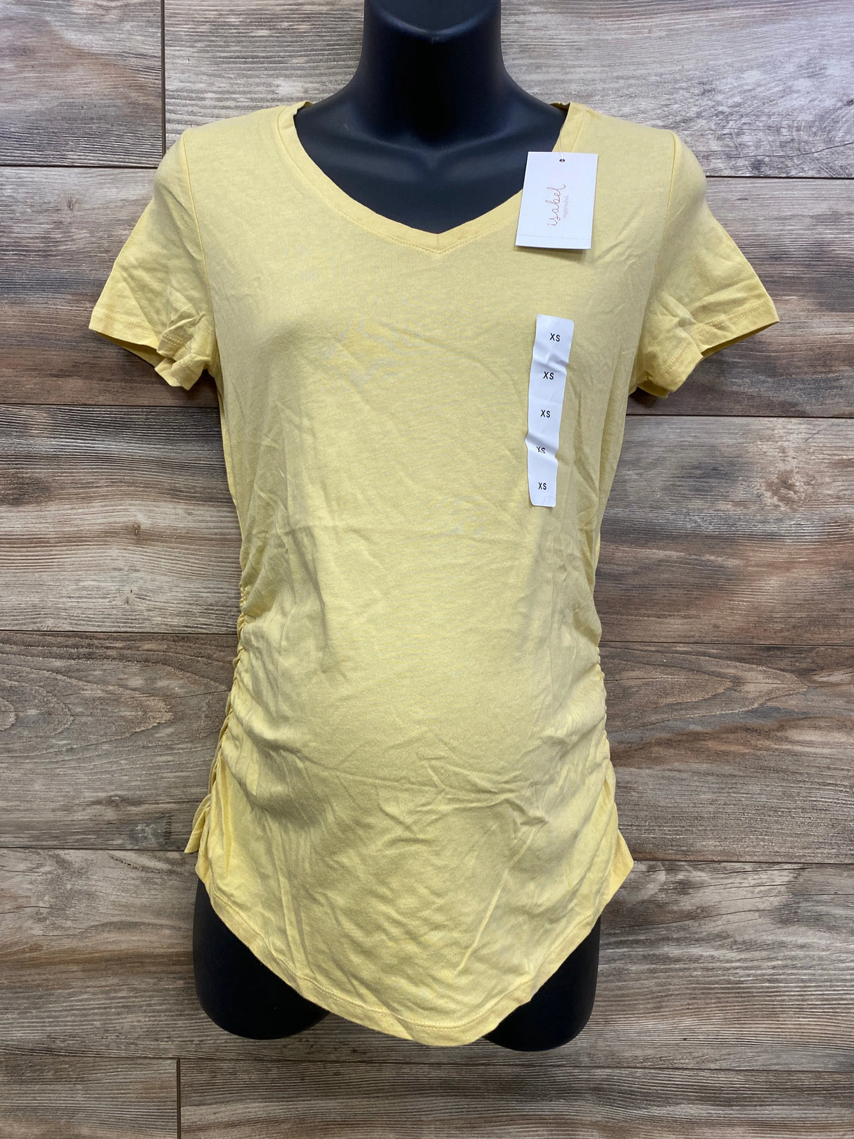 NEW Isabel Maternity V-Neck Ruched Shirt Yellow sz XS - Me n Mommy To Be