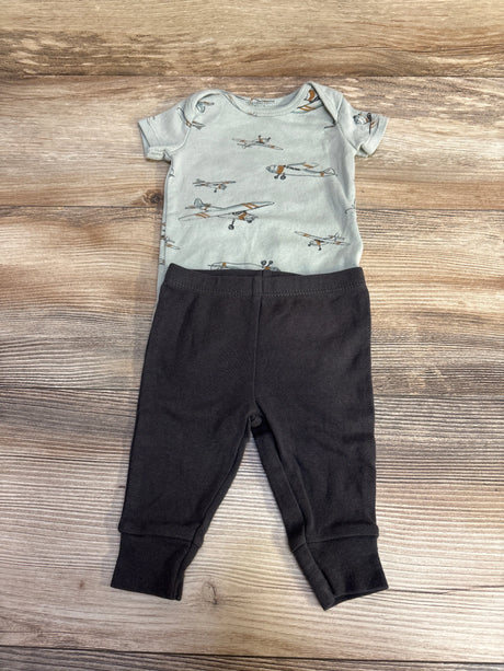 Carter's 2pc Airplane Print Bodysuit & Pants Green sz 3m - Me n Mommy To Be