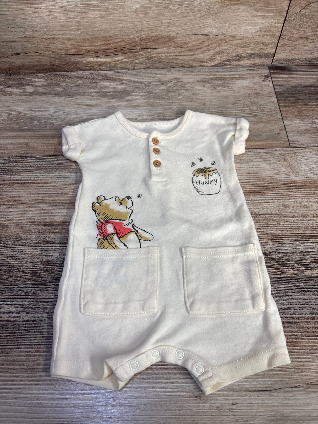 Disney Baby Winnie The Pooh Henley Shortie Romper Yellow sz Newborn