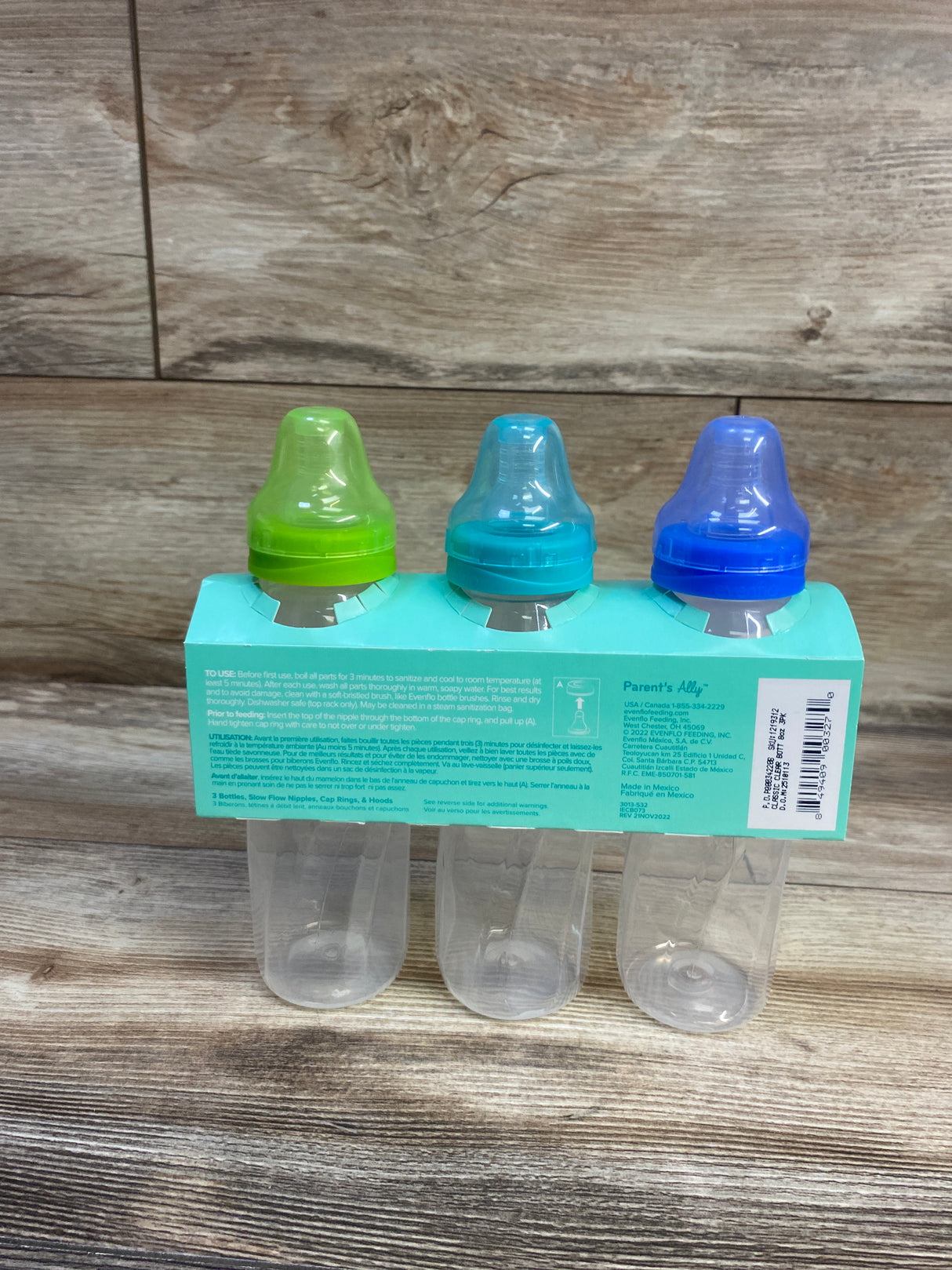NEW Evenflo Classic Standard Neck Plastic Baby Bottles 3pk 8oz