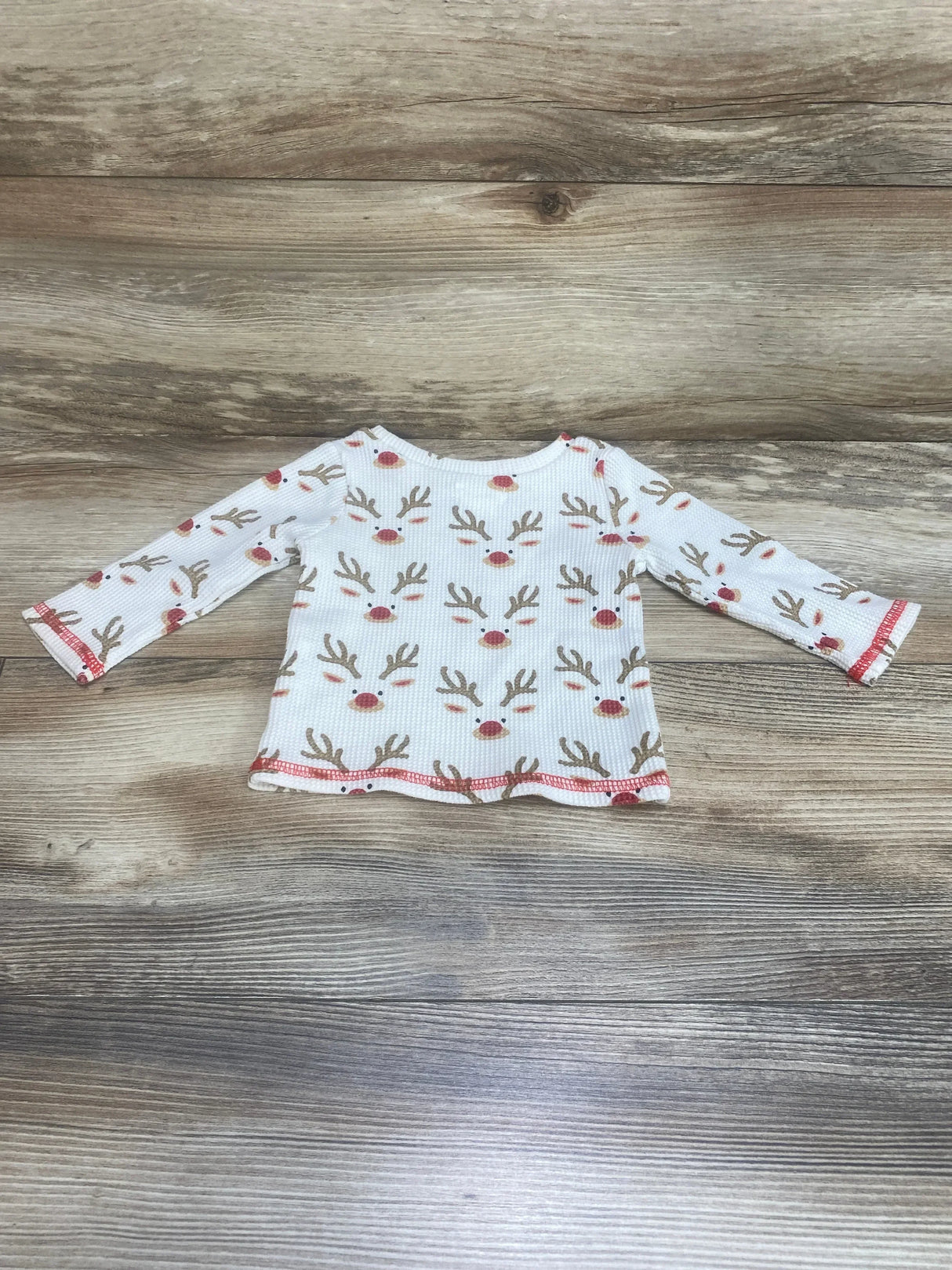 Mudpie Thermal Reindeer Shirt White sz 3-6m - Me n Mommy To Be