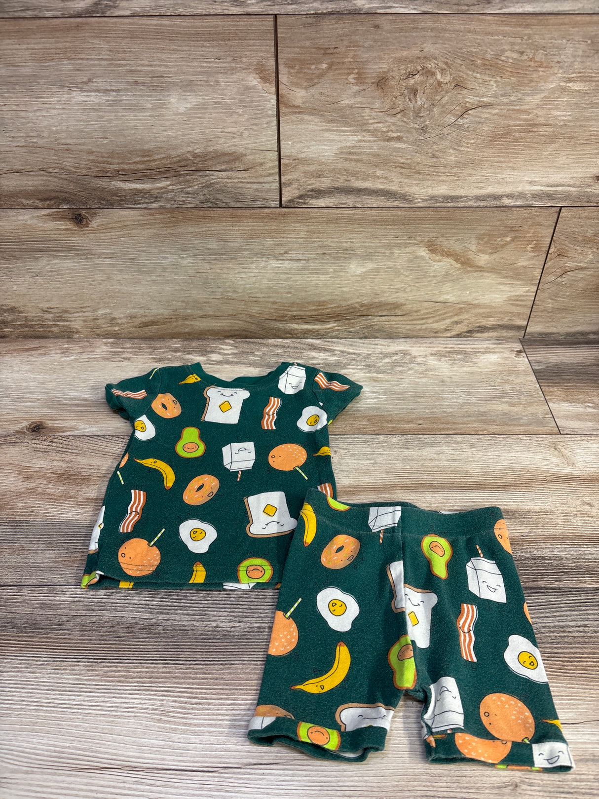 Old Navy 2pc Breakfast Pajama Set Green sz 12-18m