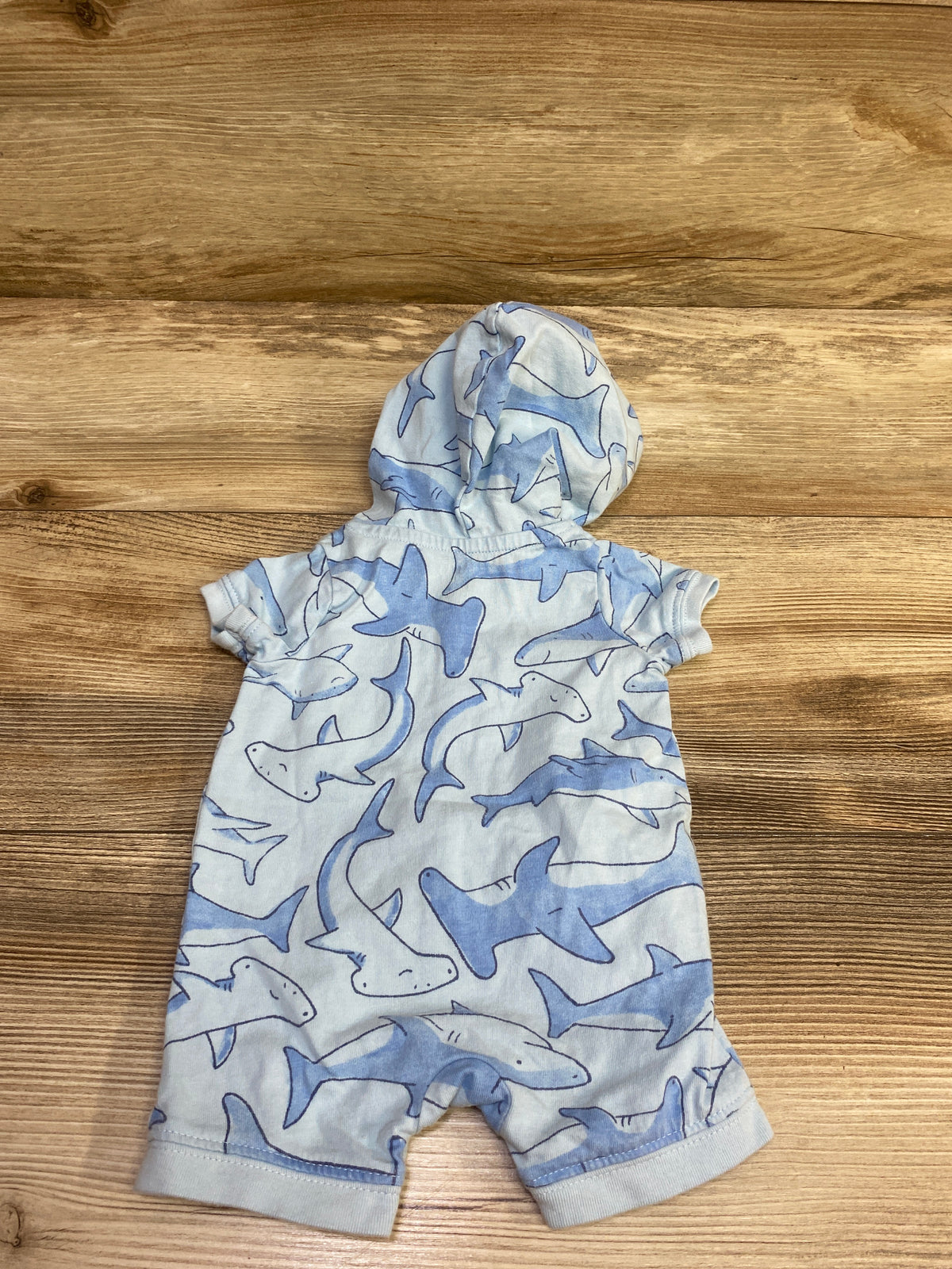 Just One You Hooded Henley Romper Blue sz Newborn
