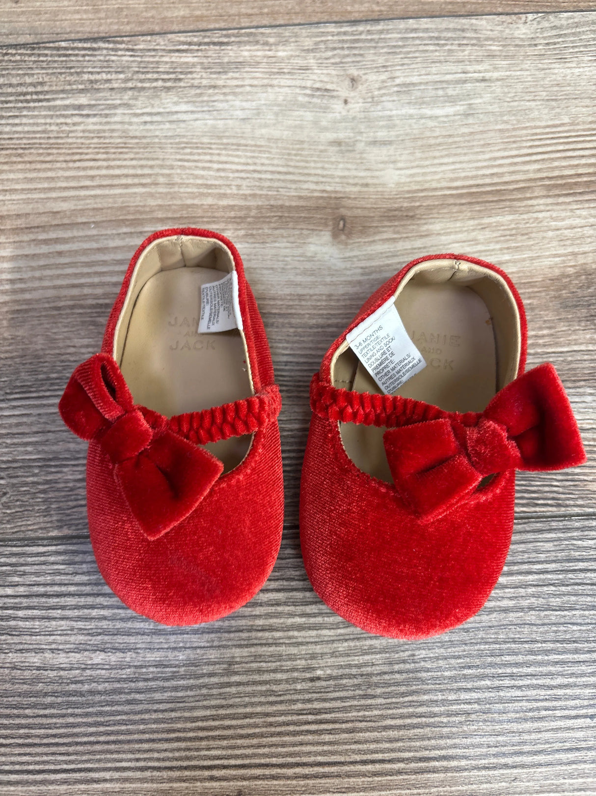 Janie & Jack Velvet Bow Soft Sole Ballet Flats Red sz 2/3c