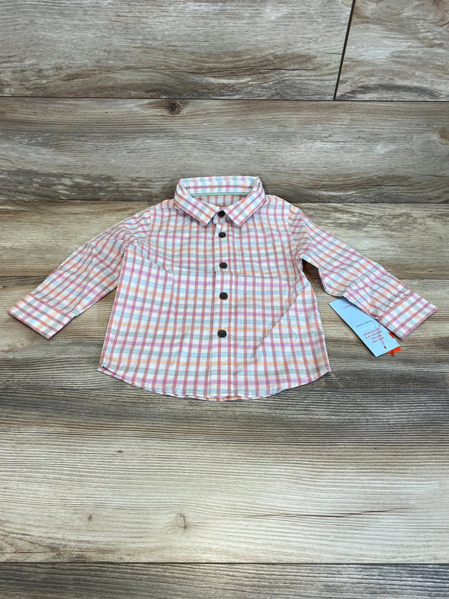 NEW Cat & Jack Plaid Button-Up Shirt Pink sz 18m - Me n Mommy To Be